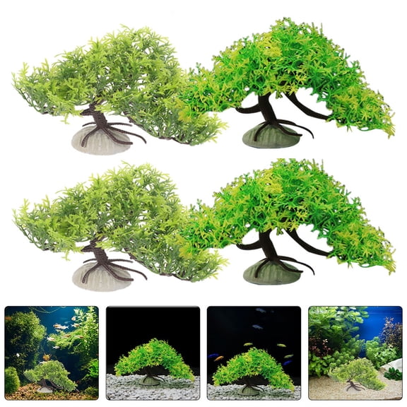 CTIRCHIU 4Pcs Fish Tank Bonsai Tree Plastic Aquarium Plants for Underwater Decoration