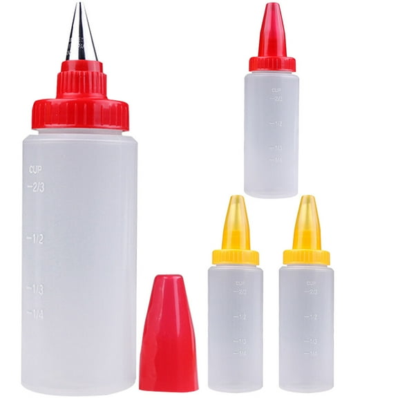 CTIRCHIU 4Pcs Frosting Squeeze Bottles with Tip for Diy Decoration And Baking Projects Red Yelow