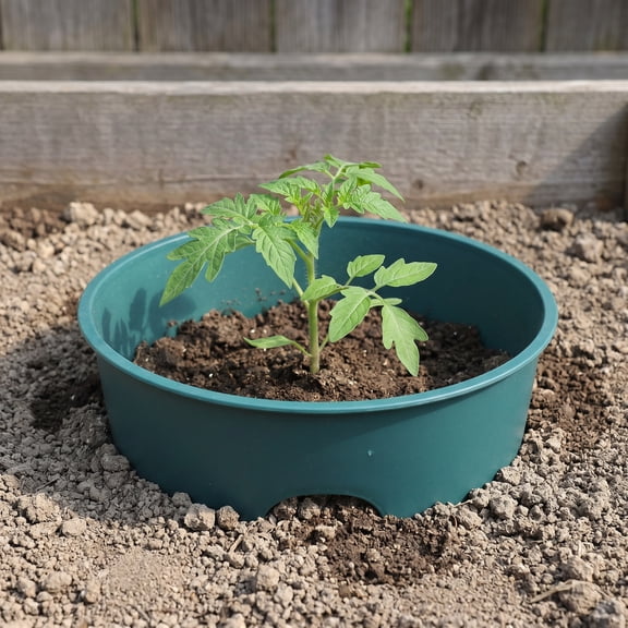 CTIRCHIU 4Pcs Plant Growth Barrier Rings Green Garden Soil Isolation for Vegetable and Flower Root Protection