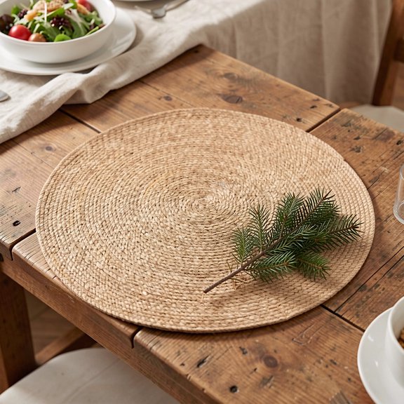 CTIRCHIU 4Pcs Natural Jute Woven Round Table Placemats Brown Boho Farmhouse Table Decor Mats
