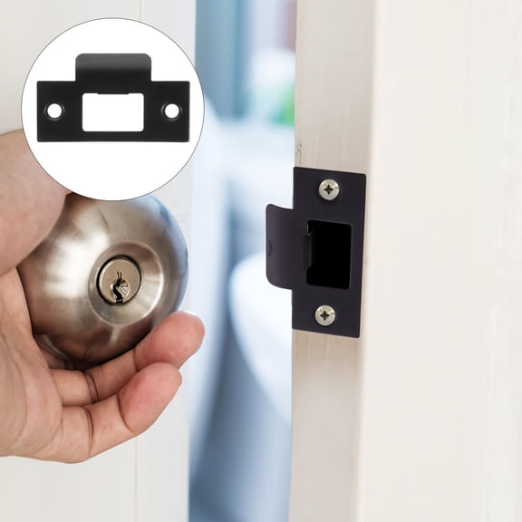 DRAFIDEEP 4-Piece Black Stainless Steel Door Plate for Enhanced Door Security and Reinforcement