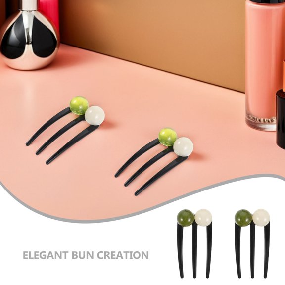 CTIRCHIU 4Pcs Vintage Chinese Hairpins Black Plastic Hair Bun Maker Tool for Office and Wedding Updos