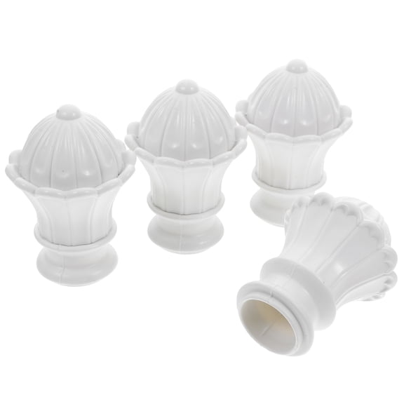 CTIRCHIU 4Pcs White Plastic Curtain Rod Ends Decorative Finials Easy Install for 26-28Mm Poles