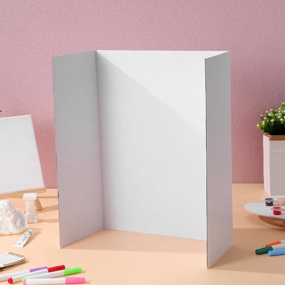 CTIRCHIU 4Pcs White Trifold Presentation Boards Portable Folding Poster Board for Exhibitions and Meetings