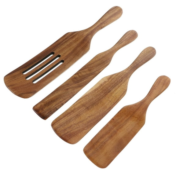 CTIRCHIU 4Pcs Wooden Utensil Set for Cooking Kitchen Utensils with Long Handle for Family