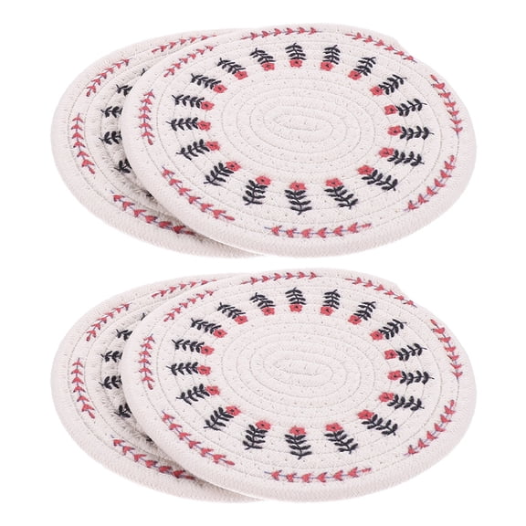 CTIRCHIU Woven Coasters Beige Cotton Rope Heat Insulation for Cups 4Pcs