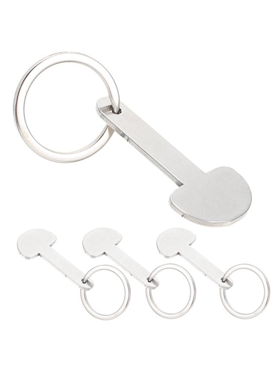 4 Pack Zinc Alloy Shopping Cart Token Keychains, Portable Plated Trolley Remover, Reusable Cart Tool