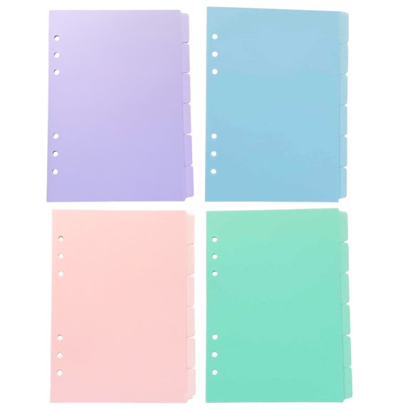CTIRCHIU 4Sets A5 Loose Leaf Dividers Plastic Writable Index Tabs with 6 Hole Design for Notebook Filing System