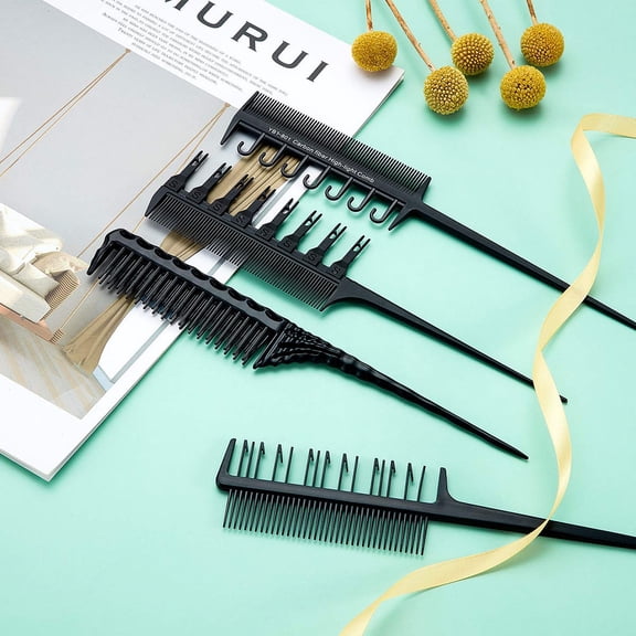 CTIRCHIU 4pcs Hair Styling Comb Set for Highlights Comfortable Grip Hair Dye Tool for Home and Professional Use