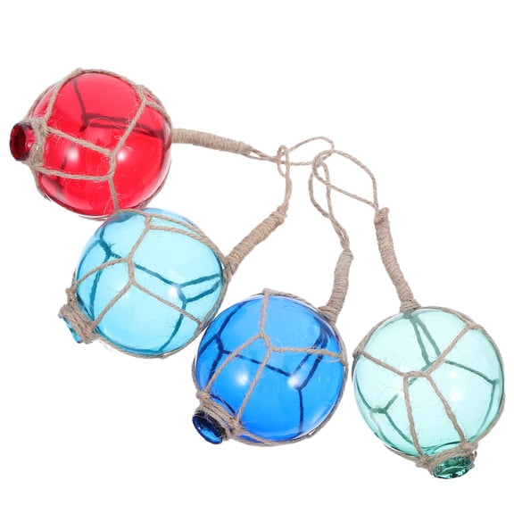 CTIRCHIU 4pcs Nautical Glass Float Buoy 6.7 Inch Decorative Orb with Rope