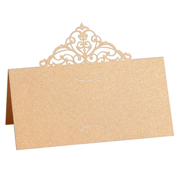 CTIRCHIU 50PCS Place Cards Wedding Paper Hollow Flower Cut Guest Identification for Table Decoration - Golden