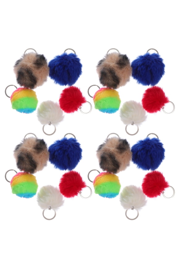 50 Pieces Assorted Color Pom Pom Keychain Charms for Bags, Pendant Decorations and Crafts