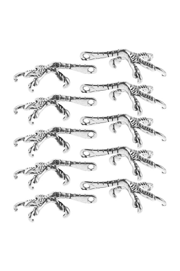 50Pcs Retro Zinc Alloy Bird Claw Pendants Plated Silver for DIY Jewelry and Home Decor