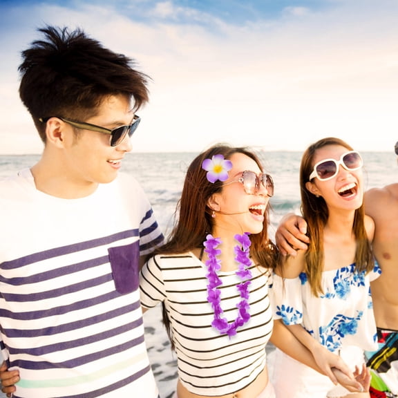 CTIRCHIU 52Pcs Flower Party Supplies Floral Lei Set Cloth Decoration for Hawaiian Luau Theme