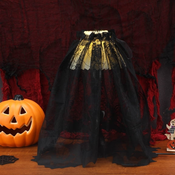 CTIRCHIU Black Lace Lampshade Cover for Decor with Spiderweb Design, Indoor and Outdoor Use, Generous Size