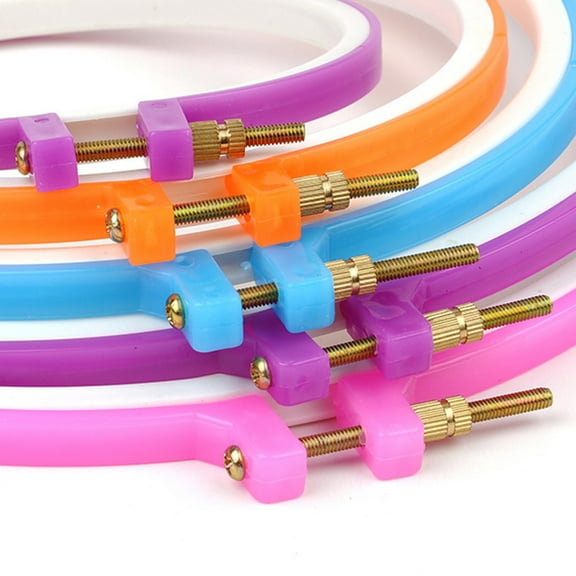 CTIRCHIU 5Pcs Cross Stitch Embroidery Hoop Set Plastic Rings with Adjustable Screws for Craft Projects