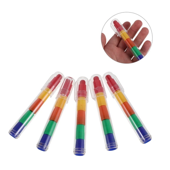 CTIRCHIU 5Pcs Durable Multi Color Stacking Crayons with Chunky Grip for Creative Drawing