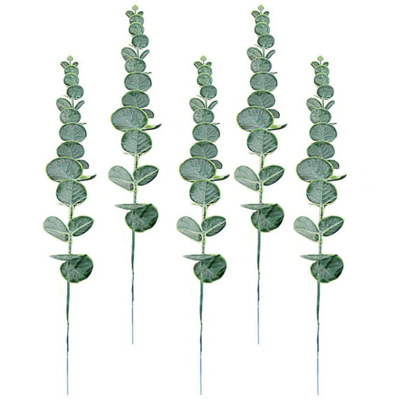 CTIRCHIU 5-Pack Faux Eucalyptus Leaf Green Artificial Plants for Garden, Wedding, Home Decor and Indoor Outdoor Ornament