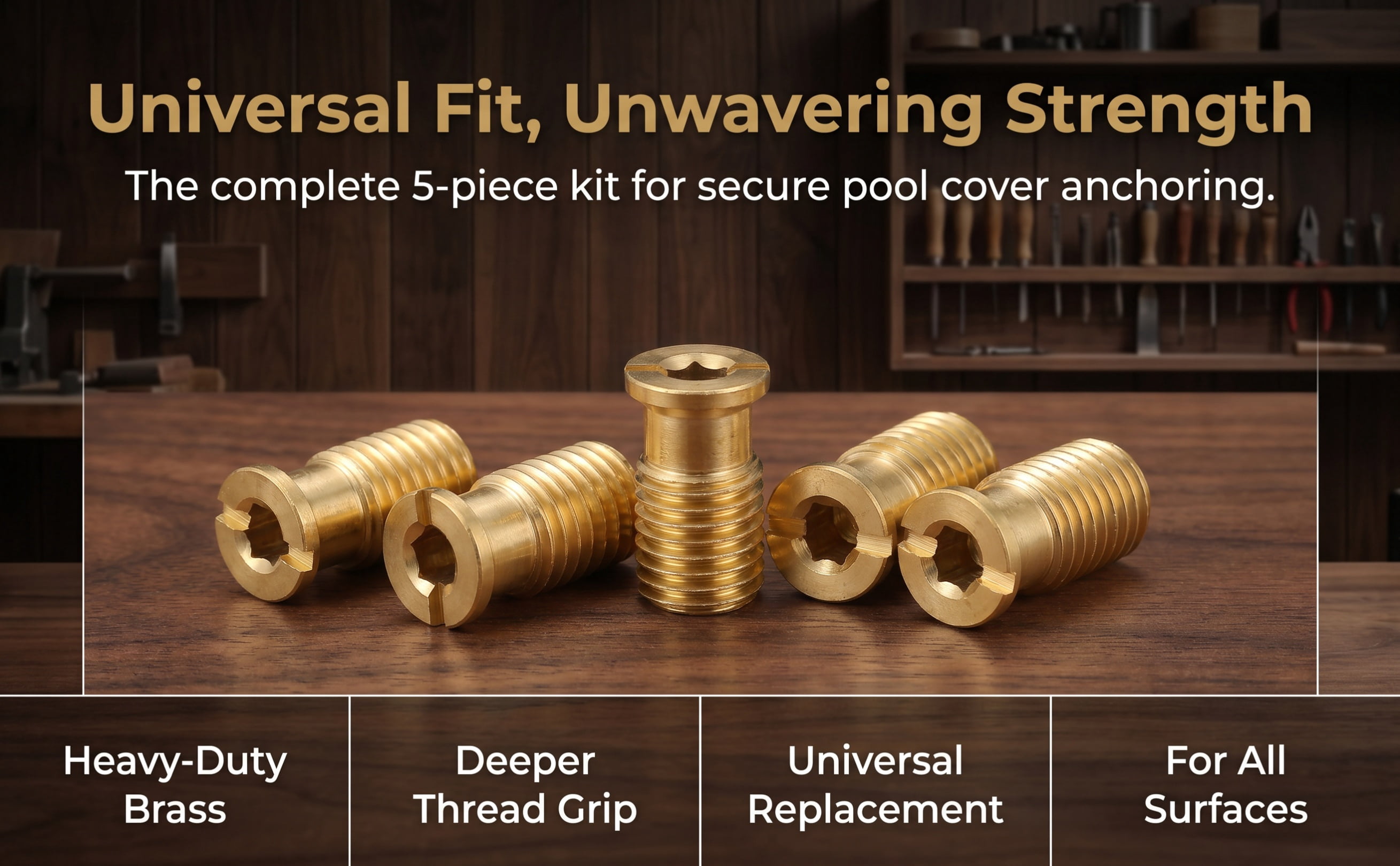 Anchor Round Pool CTIRCHIU 5Pcs Golden Brass Pool Cover Anchors Enhanced Grip Flush Mount ...