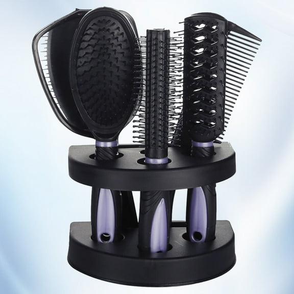 CTIRCHIU 5Pcs Purple Detangling Hair Brush and Comb Set with Mirror for Makeup Use
