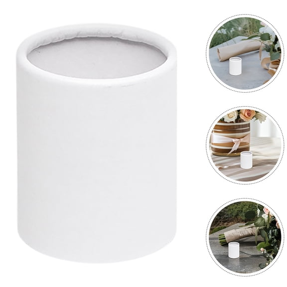 CTIRCHIU 5Pcs Round Bouquet Paper Boxes White Paperboard Flower Buckets with Ventilation for Freshness