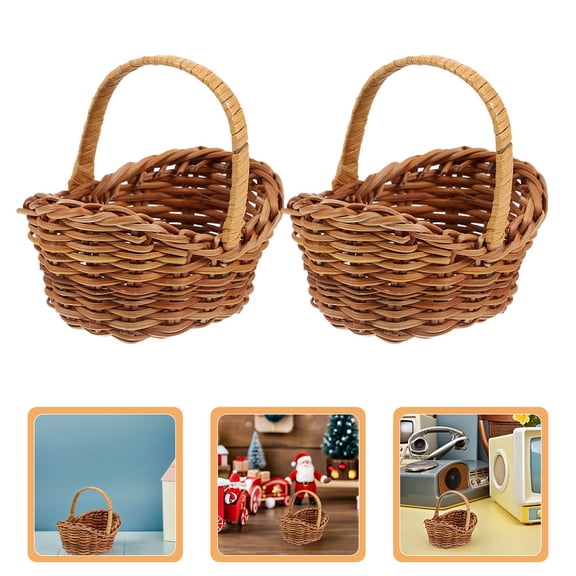 CTIRCHIU 5-Pack Small Brown Rattan Baskets Decorative Storage Baskets for Women and Home Organization