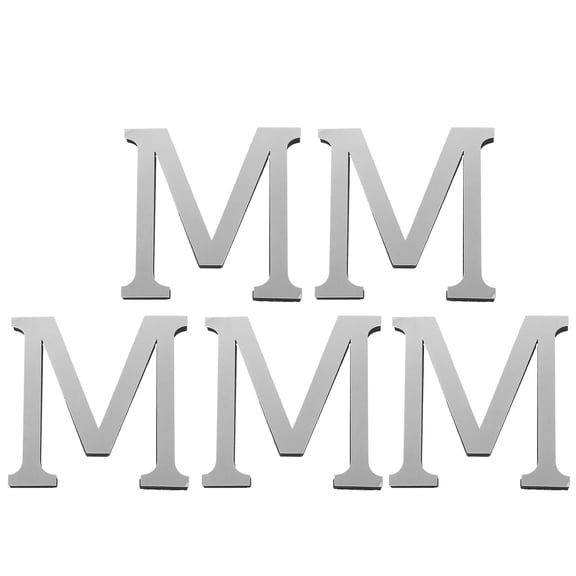 CTIRCHIU 5Pcs Stick on Mirror Letters Plated Silver Acrylic 3D Wall Decoration Letters for Living Room Bathroom