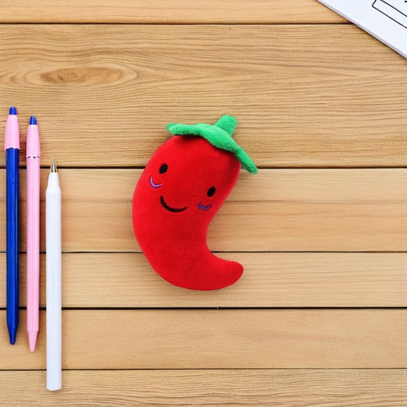 CTIRCHIU 5Pcs Vegetable Chew Toy Red Plush Cat Toy for Stimulating Curiosity and Indoor Use