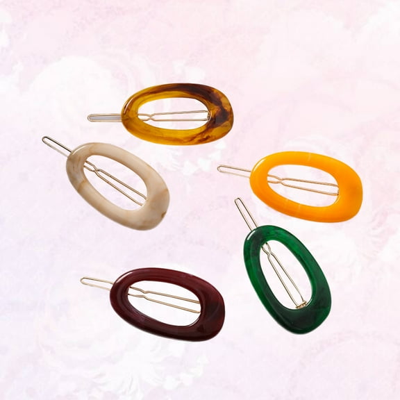 CTIRCHIU 5pcs Snap Clips Hollow Oval Hair Clips Simple Design for Women Party