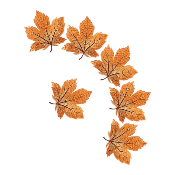 CTIRCHIU 6Pcs Golden Embroidered Maple Leaf Applique Patch for DIY Clothing Accessories