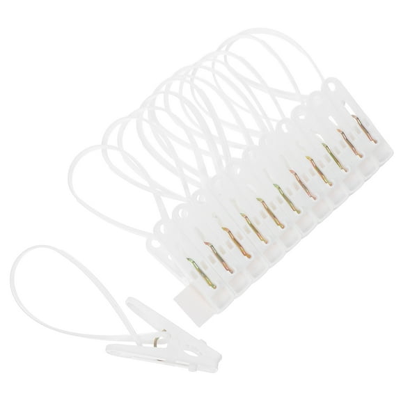 CTIRCHIU 60Pcs Windproof White Plastic Clothesline Clips with Rope Hook for Secure Clothes Towels and Socks Drying