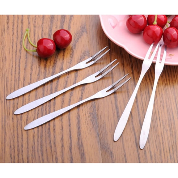 CTIRCHIU 6Pcs Lightweight Stainless Steel Fruit Fork Set for Eating Cakes Olives and Salad