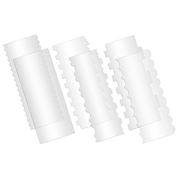 CTIRCHIU 6-Piece Acrylic Cake Scraper Set with Double-Edged Tips for Smoothing Icing, Ideal for Home Bakers