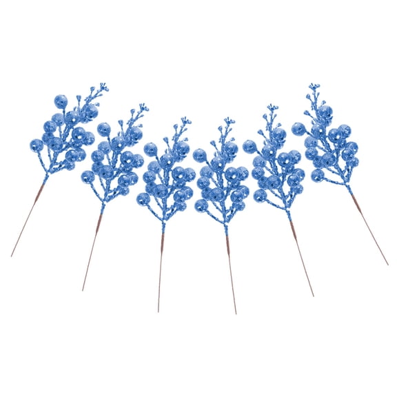 CTIRCHIU Blue Foam Christmas Picks Artificial Berries for Holiday Crafts 6Pcs