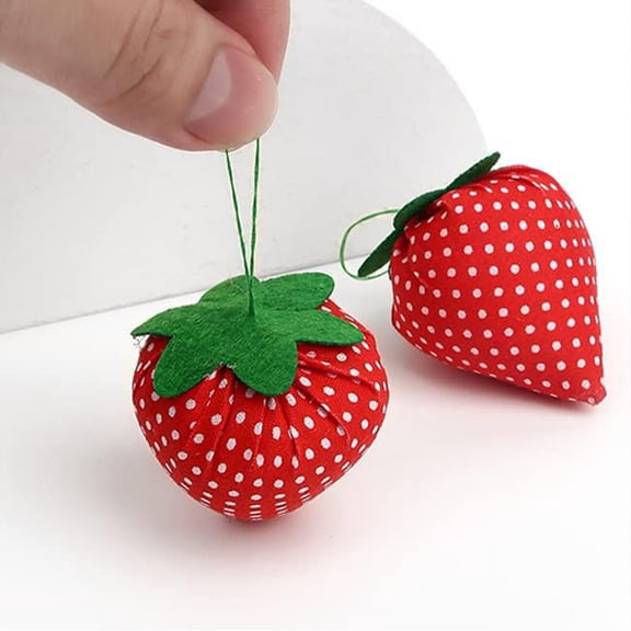 CTIRCHIU Portable Red Strawberry Pincushion Set with 6-Piece Needle Holder Tools for Sewing, Crafting and Projects