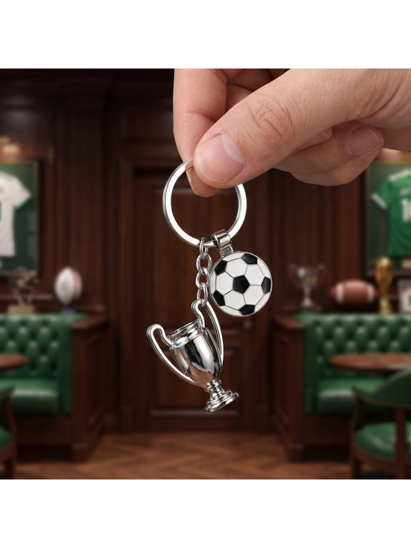 6-Pack Assorted Color Soccer Keychains for Backpacks, Alloy Football Charms Accessories