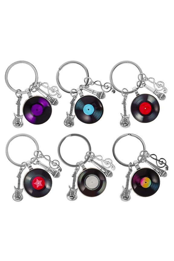 6Pcs Stylish Vinyl Record Keychain Charm for Bag Hanging Ornament and Daily Use