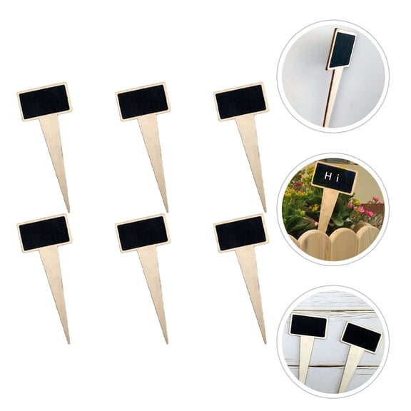 CTIRCHIU 6-Pack Wooden Chalkboard Picks for Crafts, Projects, Small Christmas Signs, and Decorative Uses