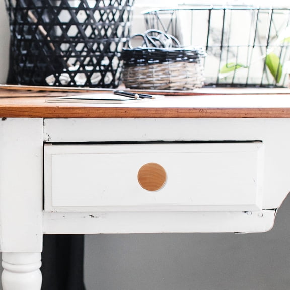 CTIRCHIU 6Pcs Wood Kitchen Cabinet Knobs Round Single Hole Pulls Durable Rustic Handles