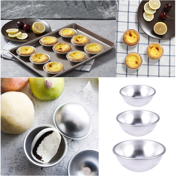 CTIRCHIU 6pcs Silver Half Circle Baking Mold Aluminium Alloy for Chocolate Dessert and Pudding 33046 33047 33048