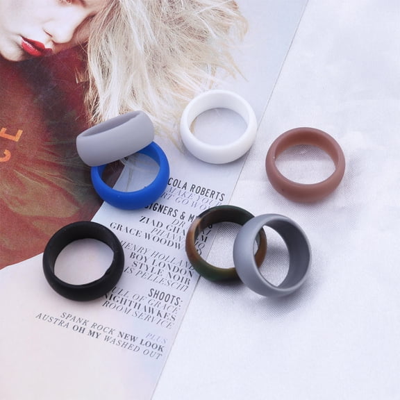 CTIRCHIU Mens Wedding Ring Silicone Rings Camouflage 7PCS
