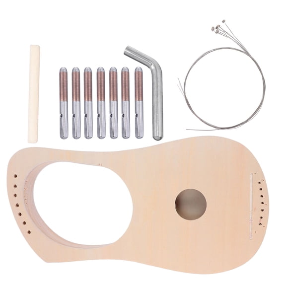 CTIRCHIU 7 String Instrument DIY Kit Handmade Lyre Harp for DIY Use Beige Synthetic Material Fun Activity