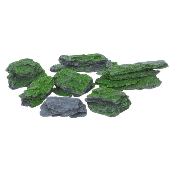 CTIRCHIU 7Pcs Decorative Moss Rocks Artificial Stone for Reptile Tanks and Home Landscaping Grey