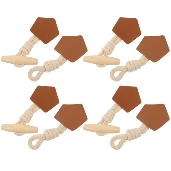 CTIRCHIU 8 Pairs Toggle Buttons with Assorted Color PU Rope and Wood Fasteners for Sewing and Clothing Decoration