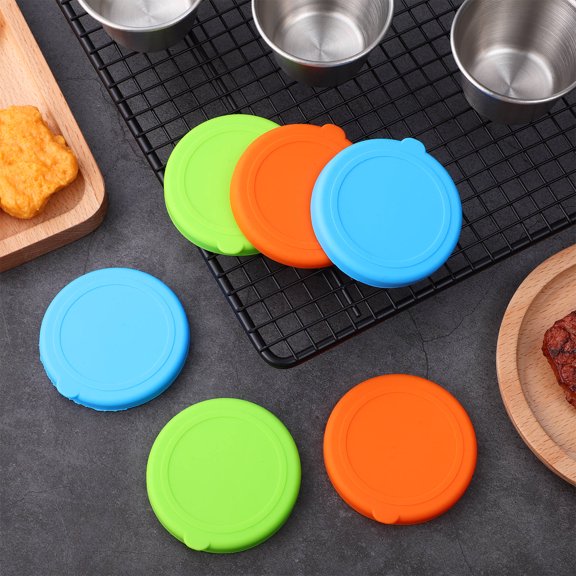 CTIRCHIU 8Pcs Assorted Silicone Sauce Cup Lids for Condiment Bowls with Easy Application and Wide Usage
