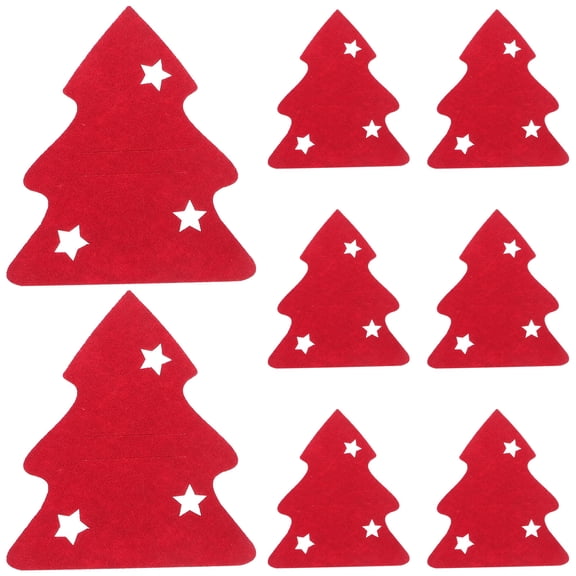 CTIRCHIU 8Pcs Festive Red Cutlery Pouch for Christmas Party Silverware Holder Bag