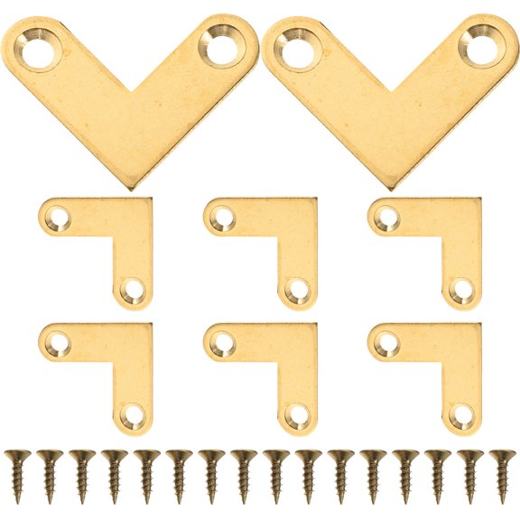 CTIRCHIU 8Pcs Small Copper Corner Brackets for Picture Frame and Shelf Support with Screws