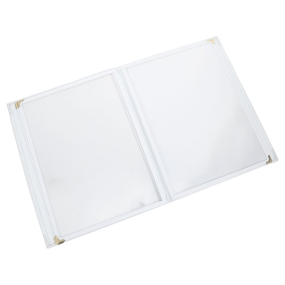CTIRCHIU White PU Menu Folder with 6 Clear Side Pockets, Stain Resistant and for Restaurant and Cafe Menus