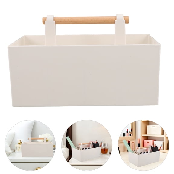 CTIRCHIU Adjustable White Makeup Holder Tote with Handle for Desktop and Bathroom Organization