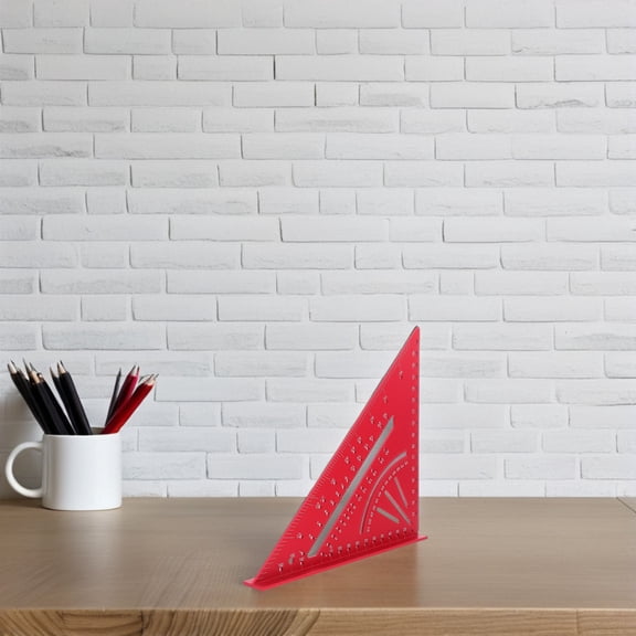 CTIRCHIU Red Aluminum Carpenter Triangle Ruler 90° Right Angle Measuring Tool for Accurate Woodworking and Construction